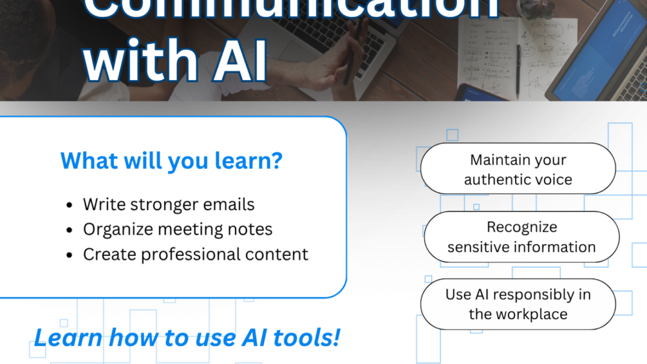 Flier for CC Job Club and Carroll Technology & Innovation Council workshop, Professional Communication with AI. June 10 at 11:00 AM via Zoom.