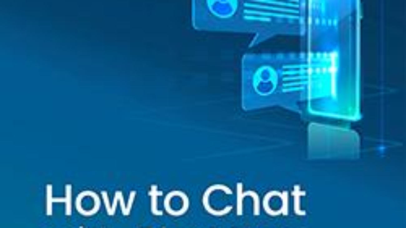 Digital graphic with a blue background showing a smartphone and floating chat bubbles with profile icons. Text reads: "How to Chat with Chat Bots".